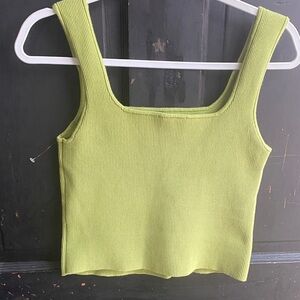 Reformation Lime Ribbed Square-Neck Tank